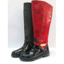 Ladies bottes pu bottes de pluie plate de pvc D-685